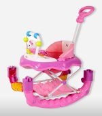 Baby Musical Walker cum Rocker with Push Handle BLB Brand - Pink - Image 2