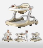 Interactive Baby Walker with Dual Toy Tray & Fruit Theme – Beige & Cream - Image 2