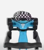 Formula-Inspired Racing Style Baby Walker – Black & Blue with Checkered Seat - Image 2