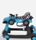 Formula-Inspired Racing Style Baby Walker – Black & Blue with Checkered Seat - Image 4