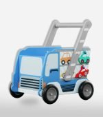 Wooden Baby Walker Wagon with Toys - Blue & Grey - Image 2