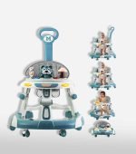 Multifunctional Adjustable Baby Walker with Toy Tray – Blue & White - Image 2