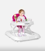 Babyjoy Baby Walker with Activity Toys - White & Pink