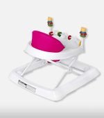 Babyjoy Baby Walker with Activity Toys - White & Pink - Image 3