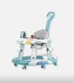 Multifunctional Adjustable Baby Walker with Toy Tray – Blue & White - Image 3