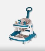 Multifunctional Baby Walker with Push Handle - Blue & White - Image 2