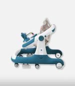 Multifunctional Baby Walker with Push Handle - Blue & White - Image 4