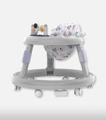 Round Folding Baby Walker with Activity Center - Grey & White - Image 2