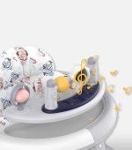 Round Folding Baby Walker with Activity Center - Grey & White - Image 3