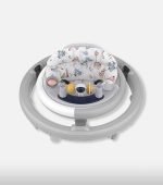 Round Folding Baby Walker with Activity Center - Grey & White - Image 4