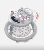 Round Folding Baby Walker with Activity Center - Grey & White