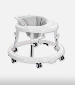 Round Baby Walker with Adjustable Height - White & Grey - Image 2