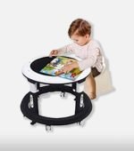 360° Rotating Seat Baby Activity Center Walker - Black & White - Image 3